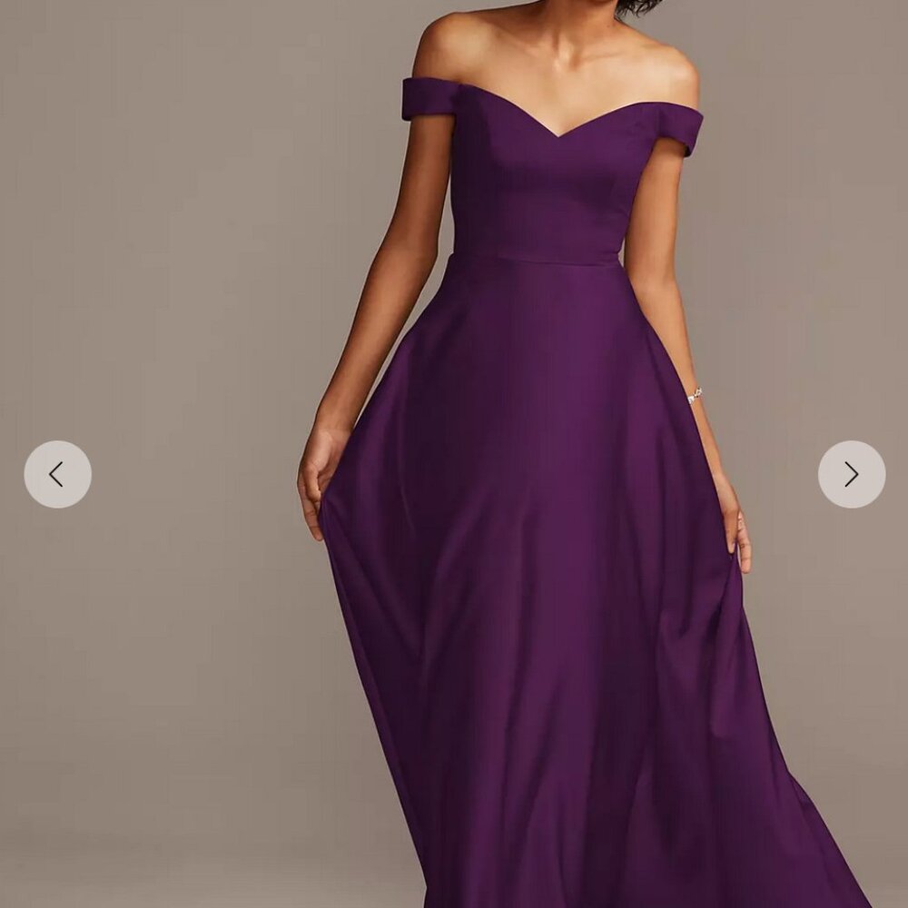 Celebrate DB Studio Off-Shoulder Satin A-Line Dress STYLE# F20134